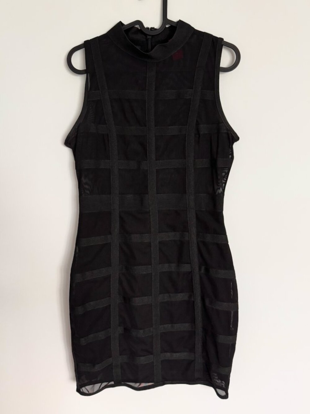 AKIRA Red Label Black Mesh Bodycon Mini Dress Size Medium